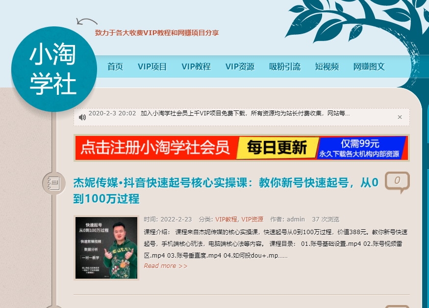 小淘学社同款wodpress主题及插件
