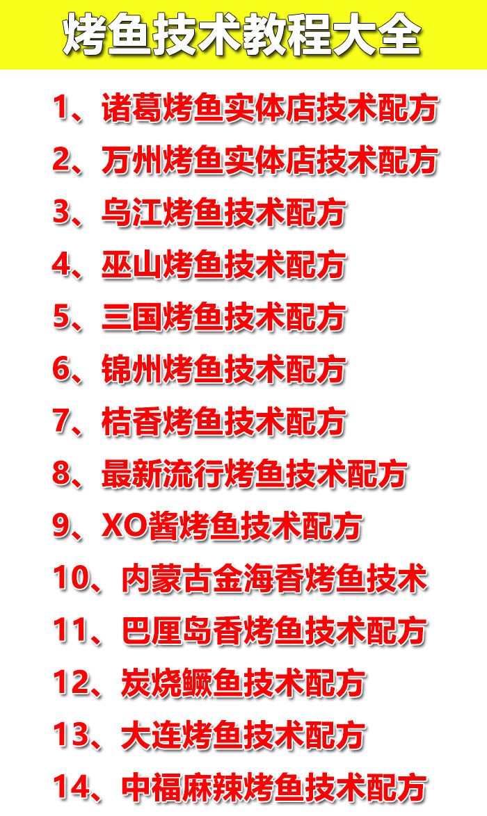 烤鱼技术配方教程大全正宗重庆诸葛烤鱼万州巫山锦州烤鱼开店技术-2